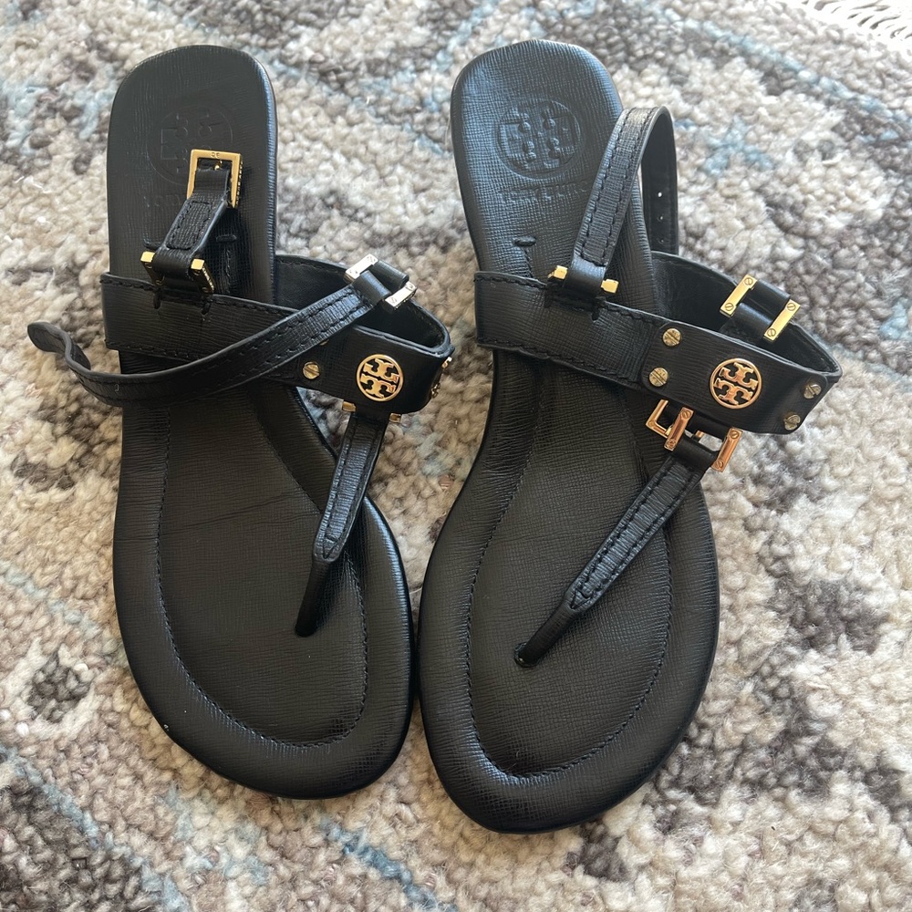 Tory Burch Leather Wedge Sandals
